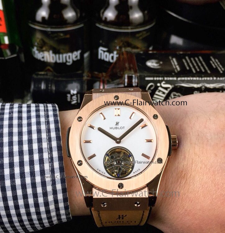 New Copy Hublot Classic Fusion Tourbillon Rose Gold Watch 45mm